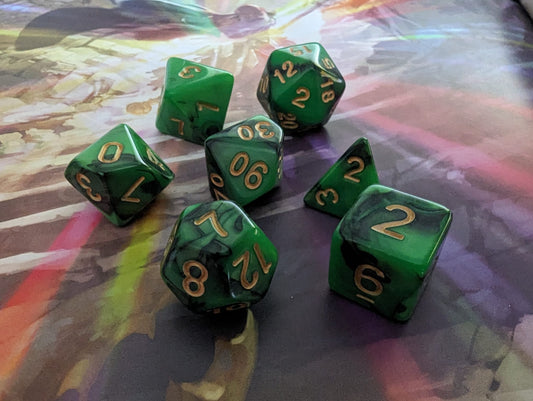 Green and Black Dice Set