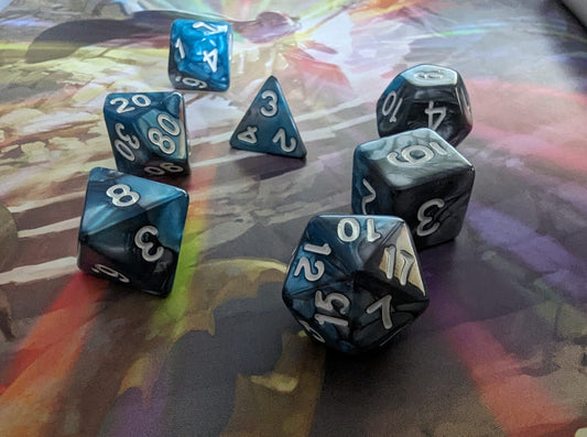 Grey and Blue Dice Set