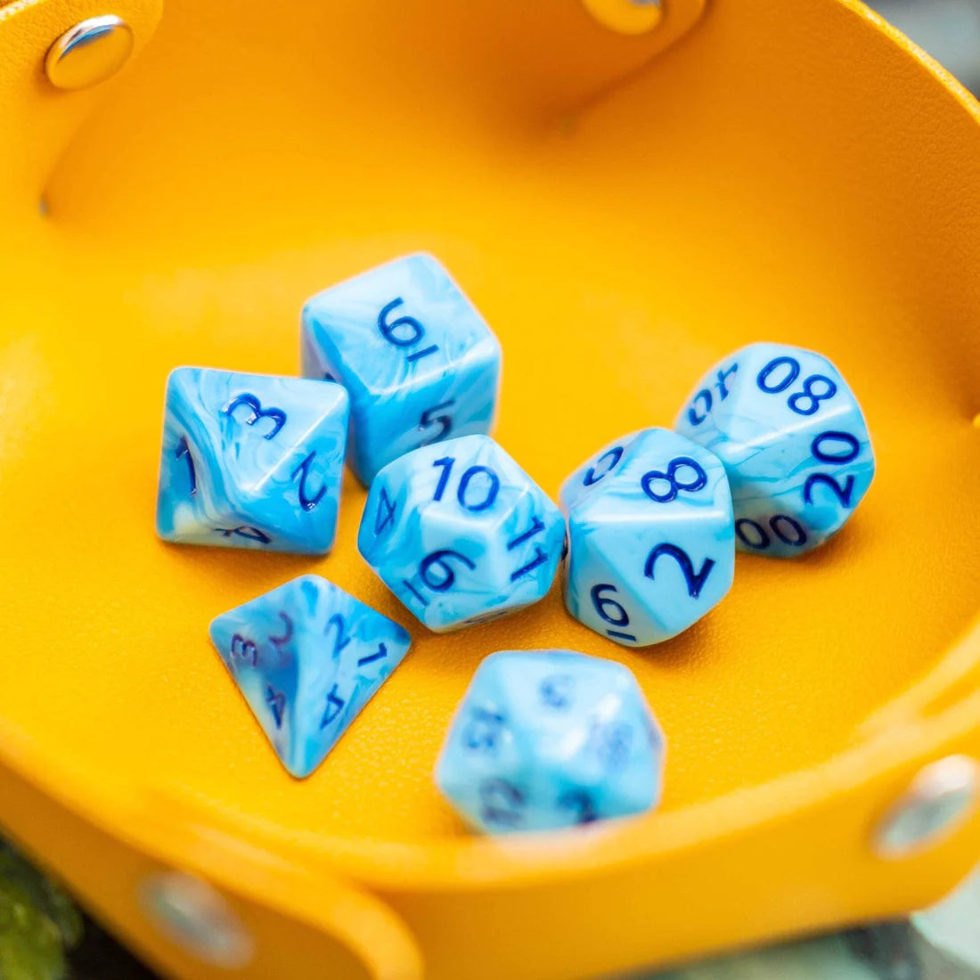 Blue Swirl DnD Dice Set